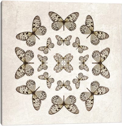 Rice Paper Butterfly Circles Canvas Art Print - Mandala Art