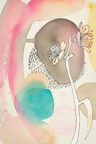 Faith Evans-Sills: Sketched Flower With Color I by Faith Evans-Sills