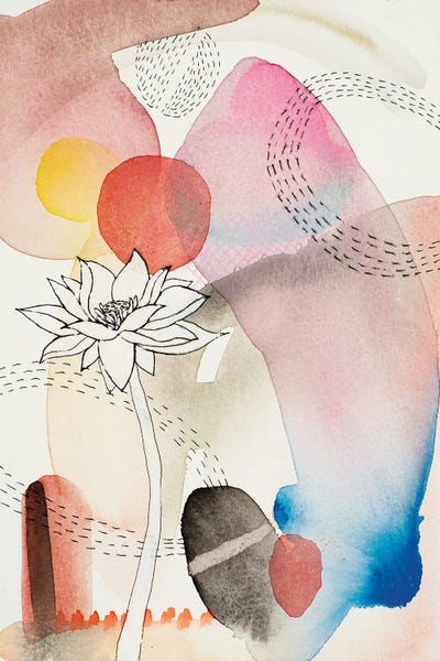Faith Evans-Sills: Sketched Flower With Color II by Faith Evans-Sills