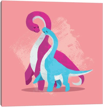 Long Hugs - Dinosaurs Canvas Art Print - Kids Dinosaur Art