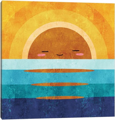 Happy Sunset Canvas Art Print - Sun Art