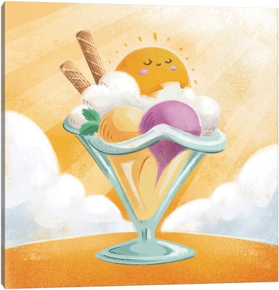 Happy Sunday Sundae Canvas Art Print - Ice Cream & Popsicle Art
