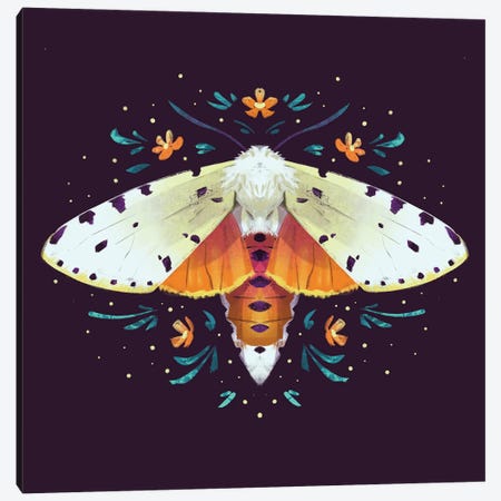 Jewel Moths - White Ermine Moth Canvas Print #FFE30} by Ffion Evans Canvas Art Print