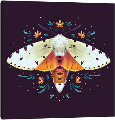 Jewel Moths - White Ermine Moth Canvas Art Print - Ffion Evans