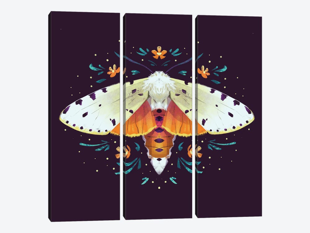 Jewel Moths - White Ermine Moth by Ffion Evans 3-piece Art Print