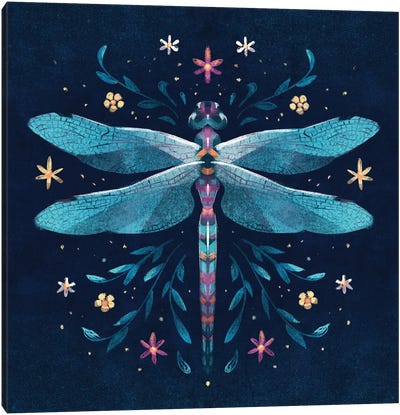 Jewel Dragonfly Canvas Art Print - Ffion Evans