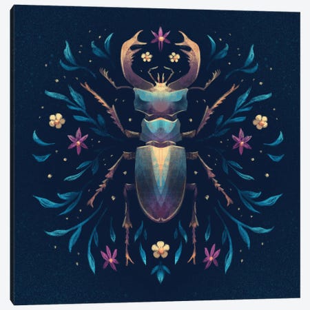 Jewel Stag Beetle Canvas Print #FFE38} by Ffion Evans Canvas Print