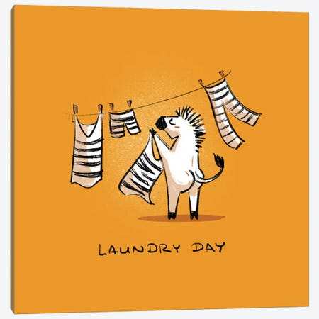 Laundry Day - Zebra Canvas Print #FFE41} by Ffion Evans Canvas Wall Art