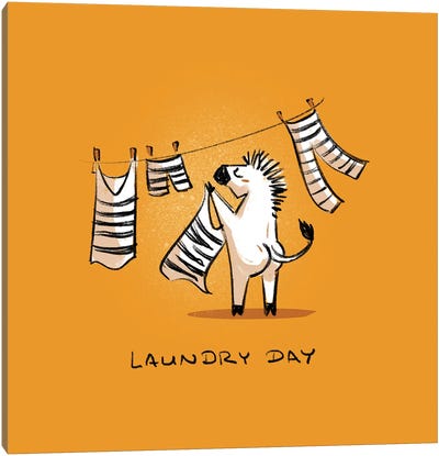 Laundry Day - Zebra Canvas Art Print - Laundry Room Art