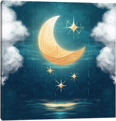 Moonlight Over The Sea Canvas Art Print - Ffion Evans