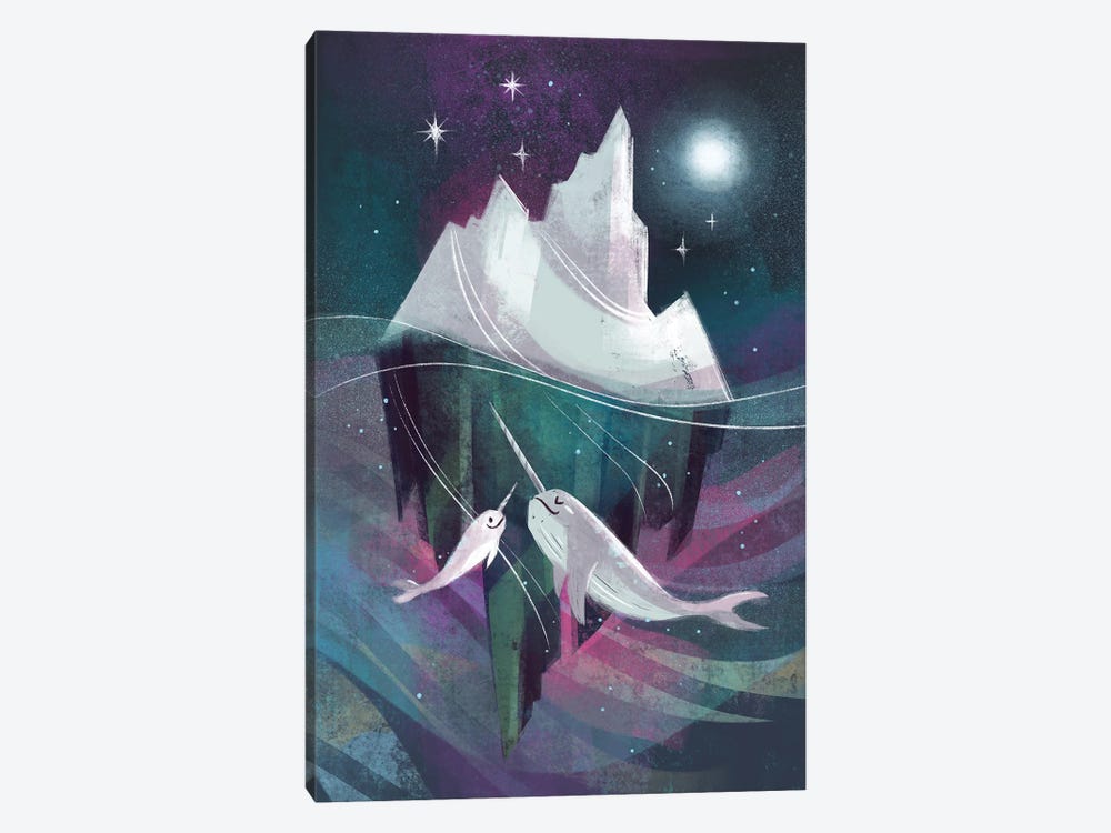 Narwhales - Frozen Sea by Ffion Evans 1-piece Canvas Art Print