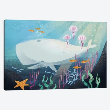 Under The Sea - Whale Canvas Print #FFE55} by Ffion Evans Canvas Wall Art