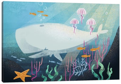 Under The Sea - Whale Canvas Art Print - Ffion Evans