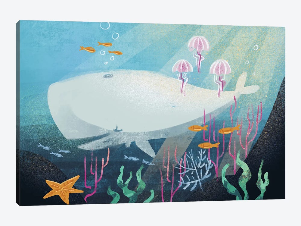 Under The Sea - Whale by Ffion Evans 1-piece Canvas Artwork