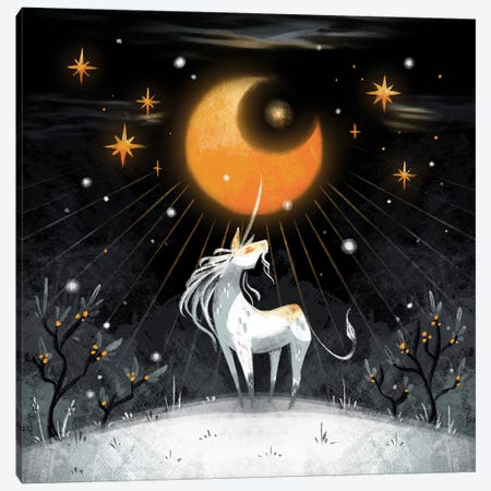 Unicorn Moon Canvas Print #FFE56} by Ffion Evans Canvas Wall Art