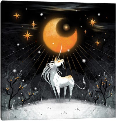 Unicorn Moon Canvas Art Print - Ffion Evans