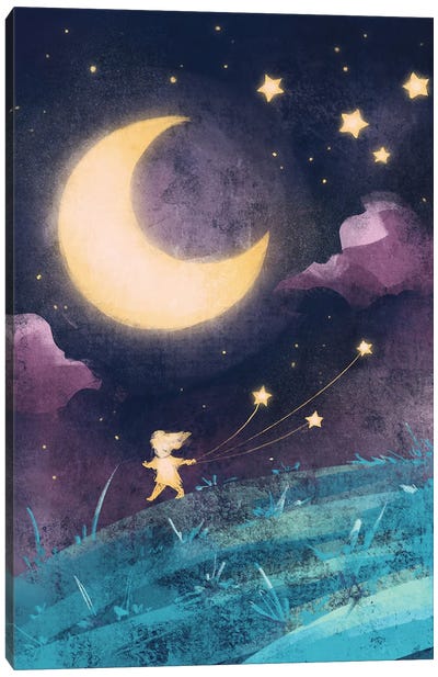 Walking The Stars - Magical Night Sky Canvas Art Print - Ffion Evans