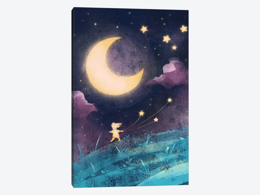 Walking The Stars - Magical Night Sky by Ffion Evans 1-piece Canvas Wall Art