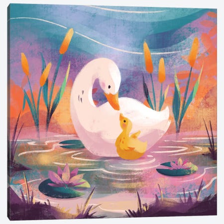 Warm Hugs - Duckling Canvas Print #FFE58} by Ffion Evans Art Print
