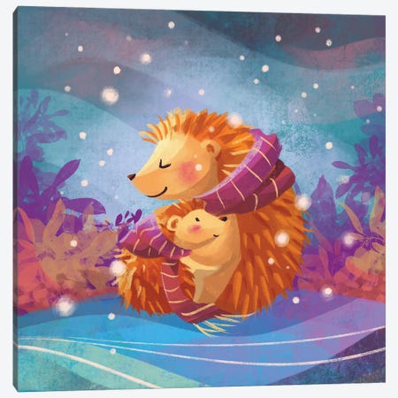 Warm Hugs - Hedgehogs Canvas Print #FFE59} by Ffion Evans Art Print
