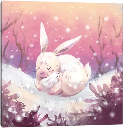 Warm Hugs - Rabbits Canvas Art Print - Ffion Evans