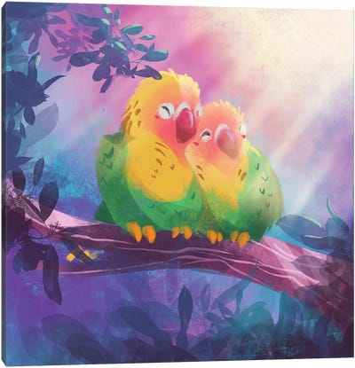Warm Hugs - Love Birds Canvas Art Print - Ffion Evans