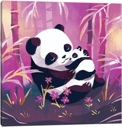 Warm Hugs - Pandas Canvas Art Print - Ffion Evans