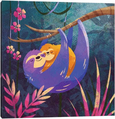 Warm Hugs - Sloths Canvas Art Print - Sloth Art