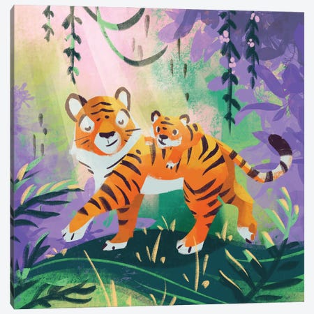 Warm Hugs - Tigers Canvas Print #FFE68} by Ffion Evans Canvas Artwork