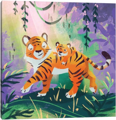 Warm Hugs - Tigers Canvas Art Print - Ffion Evans