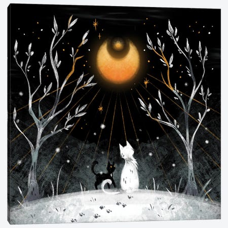 Winter Moon - Cats Canvas Print #FFE71} by Ffion Evans Art Print