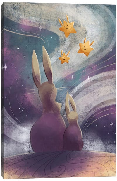 Wish Upon A Star - Rabbits Canvas Art Print - Ffion Evans