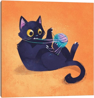 Yarn Kitten Canvas Art Print - Ffion Evans