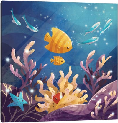 Sunny Coral Reef Canvas Art Print - Ffion Evans