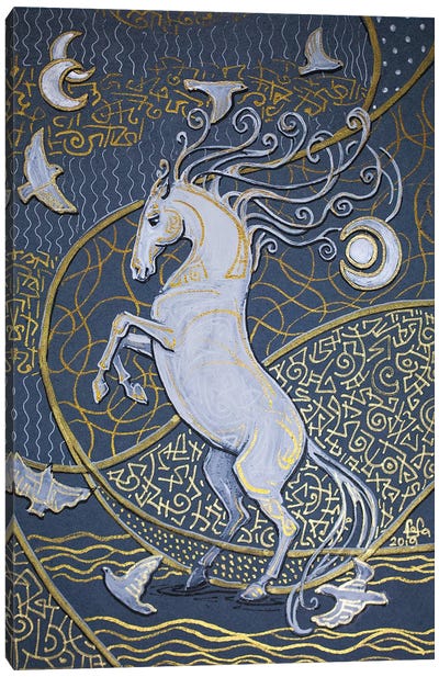 A White Horse Canvas Art Print - Fefa Koroleva