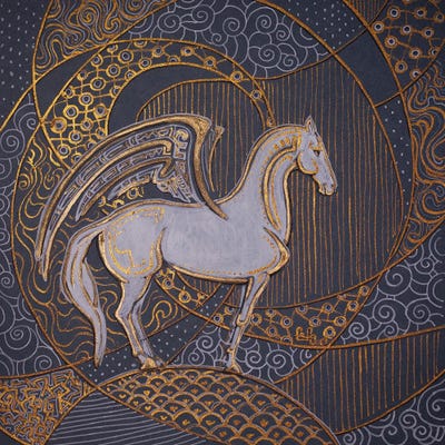 White Pegasus by Fefa Koroleva framed canvas print