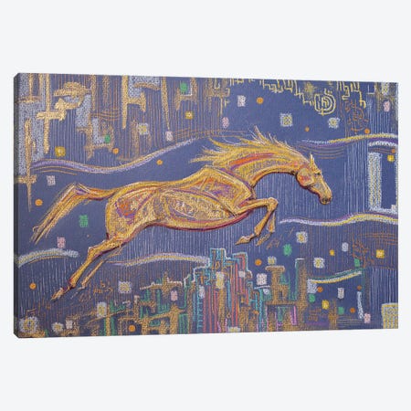 Jumping Horse Canvas Print #FFK137} by Fefa Koroleva Canvas Wall Art