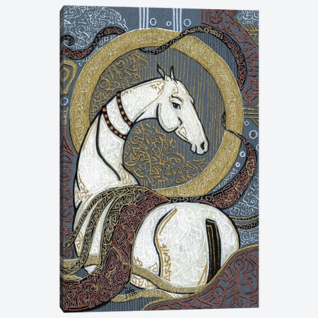 A Celestial White Horse Canvas Print #FFK141} by Fefa Koroleva Canvas Artwork