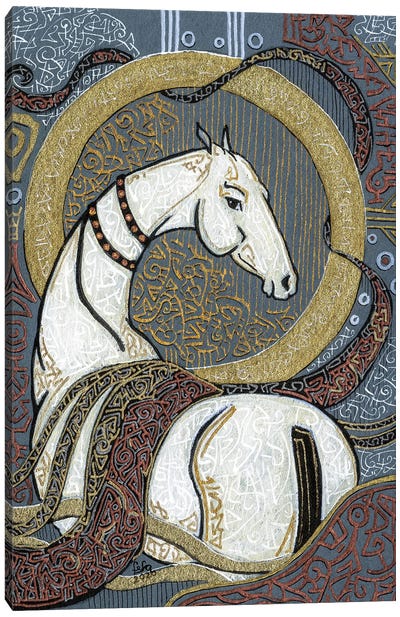 A Celestial White Horse Canvas Art Print - Art Nouveau Redux