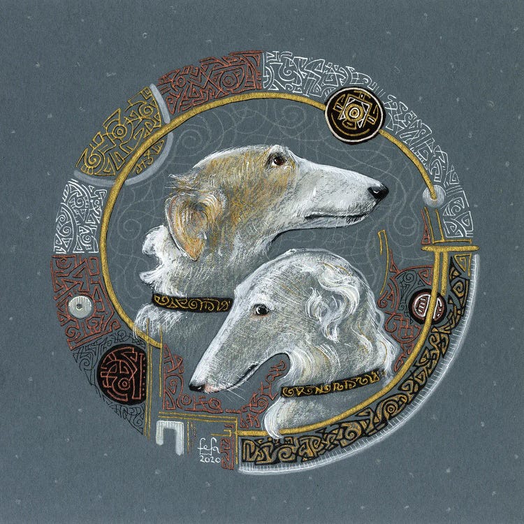 Family Russian Borzoi by Fefa Koroleva wall art