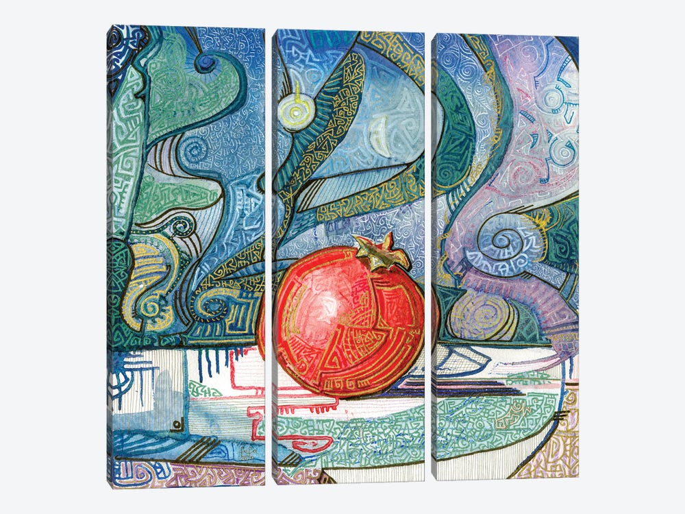 Mysterious Pomegranate by Fefa Koroleva 3-piece Canvas Art Print
