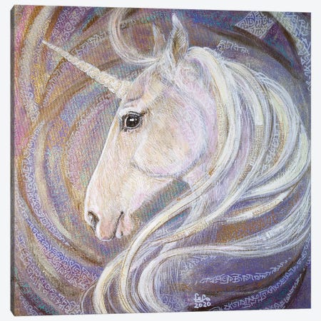 White Unicorn Canvas Print #FFK85} by Fefa Koroleva Art Print