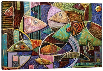 The Fishes Canvas Art Print - Fefa Koroleva