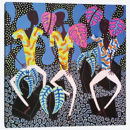 Abstract Dancing Figures With Pink Palms Canvas Print #FFL100} by Frantisek Florian Canvas Print