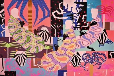 Pink Abstract Party by Frantisek Florian framed canvas print