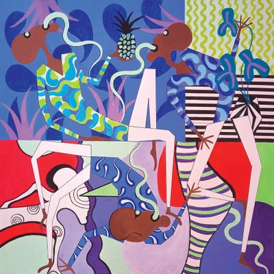 Abstract Dancing Figures VII by Frantisek Florian framed canvas print