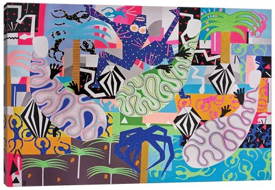 Abstract Palm Party V Canvas Art Print - Frantisek Florian