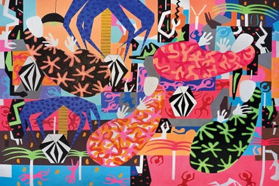 Abstract Palm Party II by Frantisek Florian framed canvas print