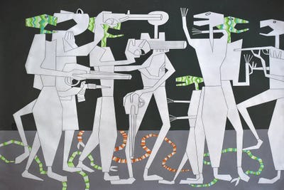 Abstract Reptiles III by Frantisek Florian framed canvas print