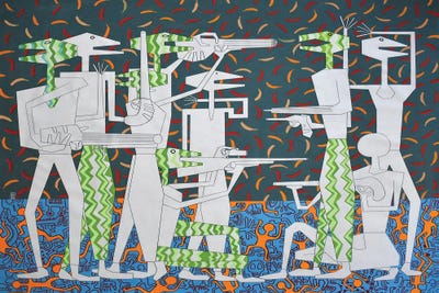 Abstract Reptiles IV by Frantisek Florian framed canvas print